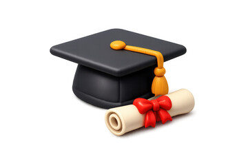 Graduation cap and diploma icon for educational achievements and ceremonies design