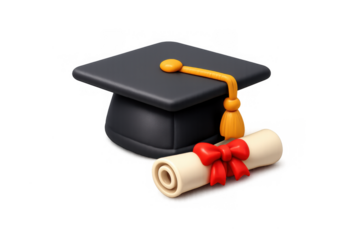 Graduation cap and diploma icon for educational achievements and ceremonies design