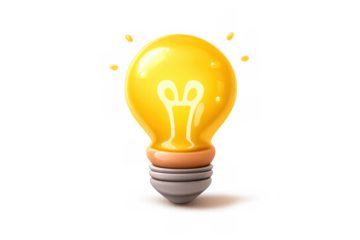 Bright idea icon with glowing light bulb for creative design concept
