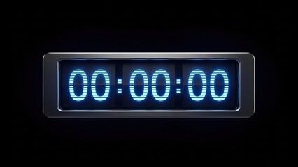 Digital countdown timer displaying zero digits on a dark background.