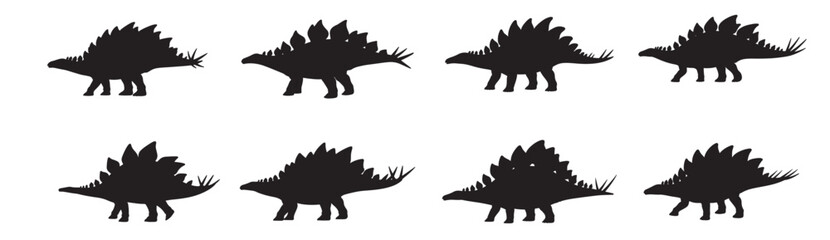 stegosaurus silhouette white background © Aishi