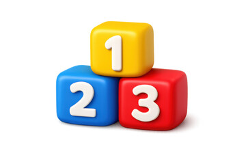 Colorful number blocks arrangement for educational and playful design concepts