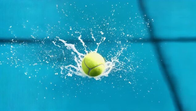 Ultra slow motion 4K footage of tennis ball striking the camera directly against blue screen background at 1000 frames per second ideal dynamic video 