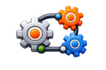 Colorful interlocking gears design for industrial innovation and mechanical concepts