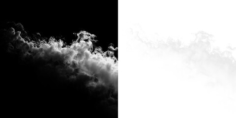 Cloud formation with contrast between black and white on a transparent background during daylight hours