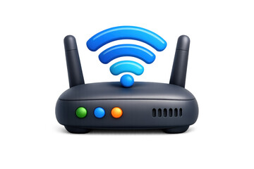 Wireless internet router icon with signal symbol for technology design projects
