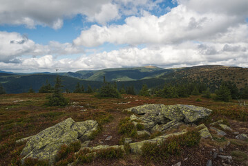 View from Bridlicna hora hill in Jeseniky mountains in Czech republic