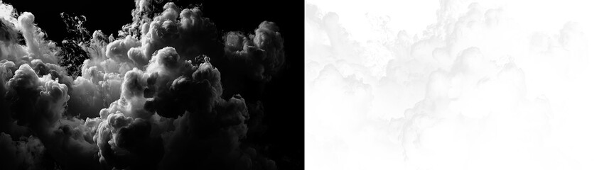Dark and light clouds on a transparent background with smooth edges for various design projects and displays