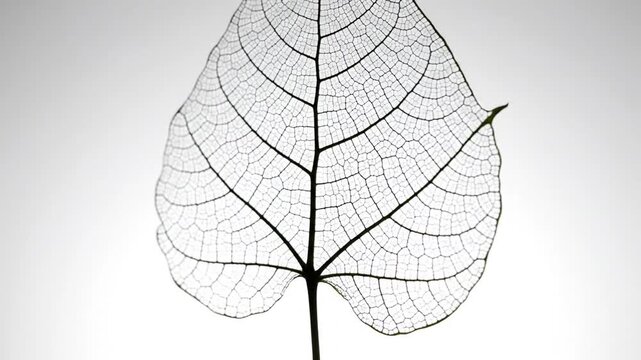 P336-Elegant skeleton leaf with intricate details on white background for creative projects 4K 10s