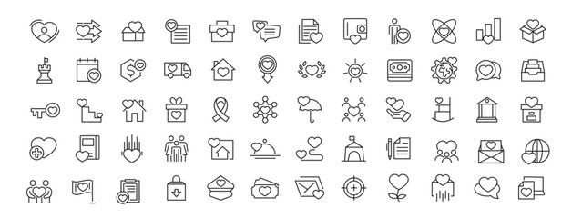 Volunteering and Charity line icon set. Donate, donor, doctor, care, help, support, partnership, charity, care, help, empathy, food line icon set. 