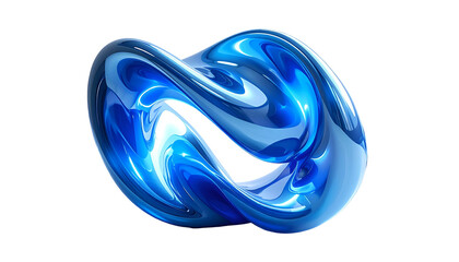 3D-rendered, glossy, twisting, blue sculpture with internal reflections against black