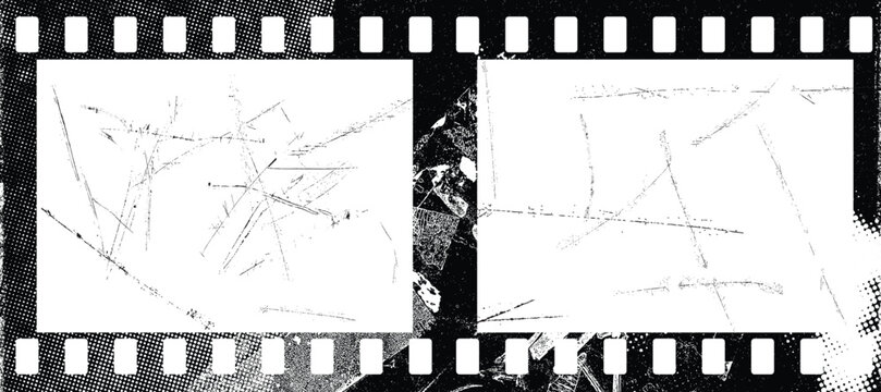 Grunge Filmstrip Border Frame . Film photo strip. Camera roll vintage design .Photo Album. Grunge effect .Vector
