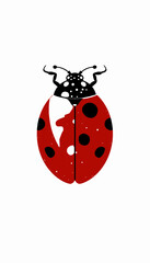 Obraz premium Abstract illustration of a stylized ladybug with distinct black spots and a unique symmetrical design on a plain white background