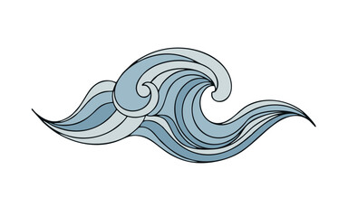 Traditional oriental wave illustration in japanese and chinese style vector art