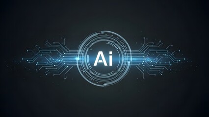 Digital Intelligence: An illuminated AI symbol set against a tech-inspired backdrop, sparking curiosity and signifying cutting-edge technology.