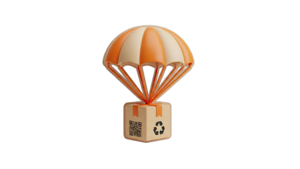 Delivery Box with Parachute and QR Code