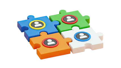 Four Puzzle Pieces with User Icons