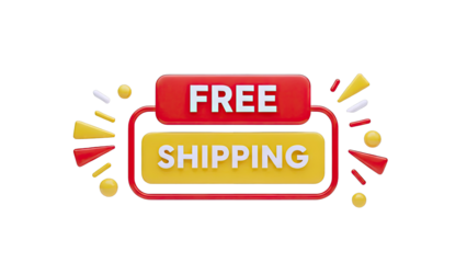 Free Shipping 3D Render with Red and Yellow Design