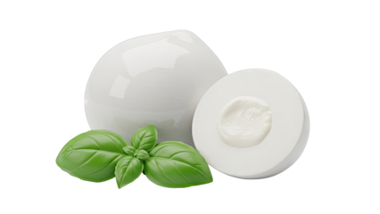 Fresh Mozzarella Balls with Basil Leaves