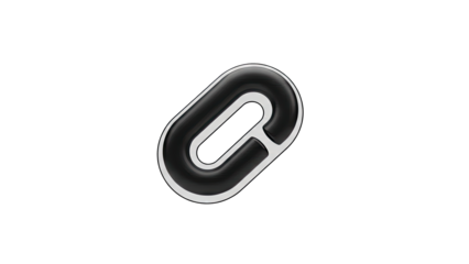Glossy black chain link on a light gray background