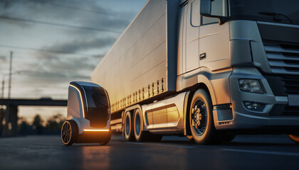 The logistics industry for shipping and sorting goods uses modern robotic technology systems.