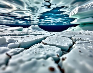 Majestic Iceberg Against Deep Blue Underwater