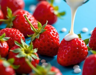 Splashing Milk Over Fresh Juicy