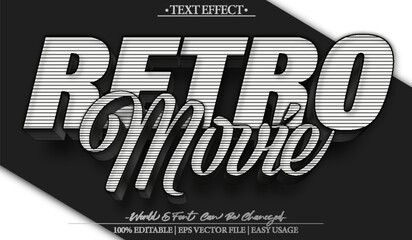 Retro Movie Classic Cinema Film Vintage Theater Text Effect Editable Alphabet
