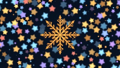 Golden Snowflake Amidst Celestial Night
