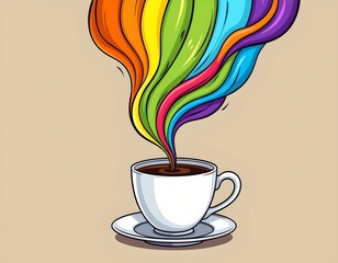 Colorful Spiral Smoke From Whimsical Coffee Cup