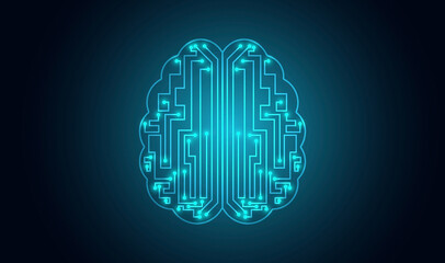 Digital Brain Circuit Artificial Intelligence Technology Concept
