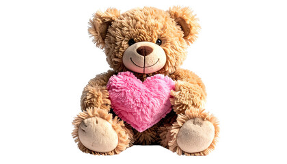 Cute teddy bear holding a pink heart isolated on transparent background, a sweet and adorable plush toy for valentines day or any special occasion
 isolated on solid background3