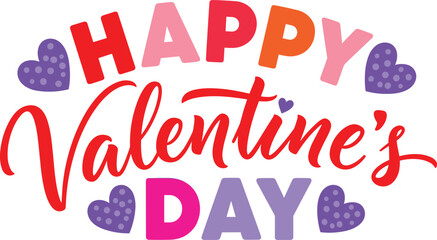 Happy Valentine&rsquo;s Day typography love heart card with romantic red design and greeting text