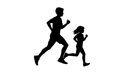 Obraz premium Runner silhouette finishing strong, triumphant on track at sunset