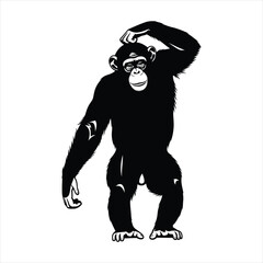 Fototapeta premium Chimpanzee illustration reflecting contemplation and thought process