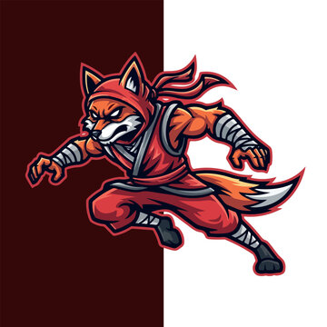 Ninja Fox Esport Mascot Logo Vector