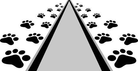 Paw Prints Background. Cute pets and Dogs pets paw print isolated on white background.