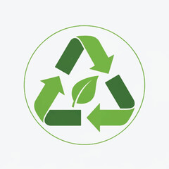 Obraz premium Recycling emblem featuring green arrows and a leaf symbolizing sustainable waste management.