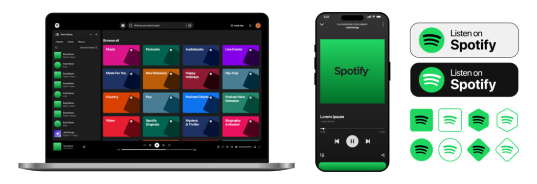 Spotify Music App UI Design for Mobile and Desktop Experience
Modern Spotify Interface Showcase, Spotify Player Screens and UX Flow