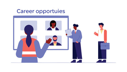 Diverse professionals exploring career opportunities together