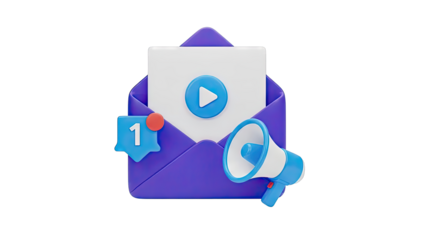 Email Marketing Notification with Megaphone and Video Icon
