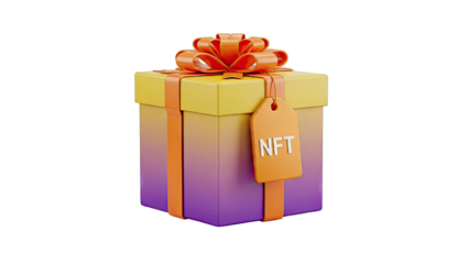 Gift Box with NFT Tag and Ribbon