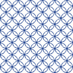 Naklejka premium 七宝（和柄）のシームレスパターン 手描き 藍