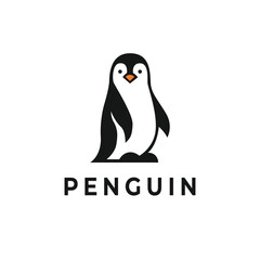penguin logo design concept flat style
