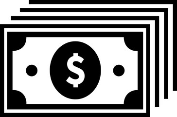 Stack of dollar banknote icon. Money cash icon for banking and financial services isolated on transparent background, currency vector symbol for business payment and wealth management design.