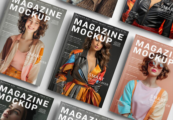 Magazine Covers Isolated on White Background Mockup