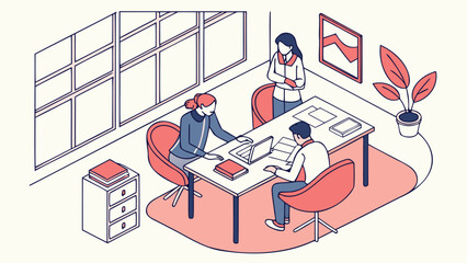 Team collaboration in modern office space with coworkers working together