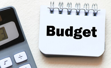 The word BUDGET in a notebook on a light background.