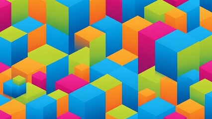Vibrant Isometric 3D Colorful Cubes Abstract Background
