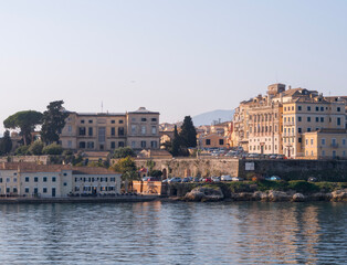 Obraz premium Sea view of the Kerkyra city promenade on the island of Corfu in Greece